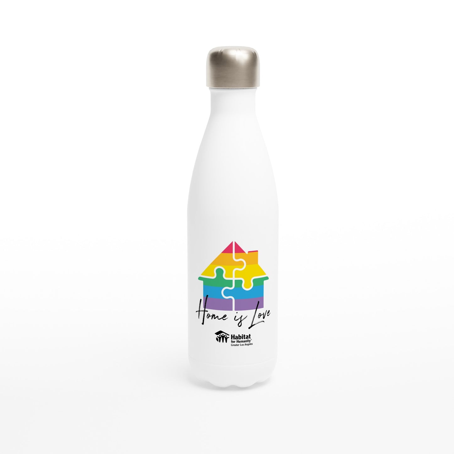 Botella de agua blanca de acero inoxidable "Home Is Love" de 17 oz