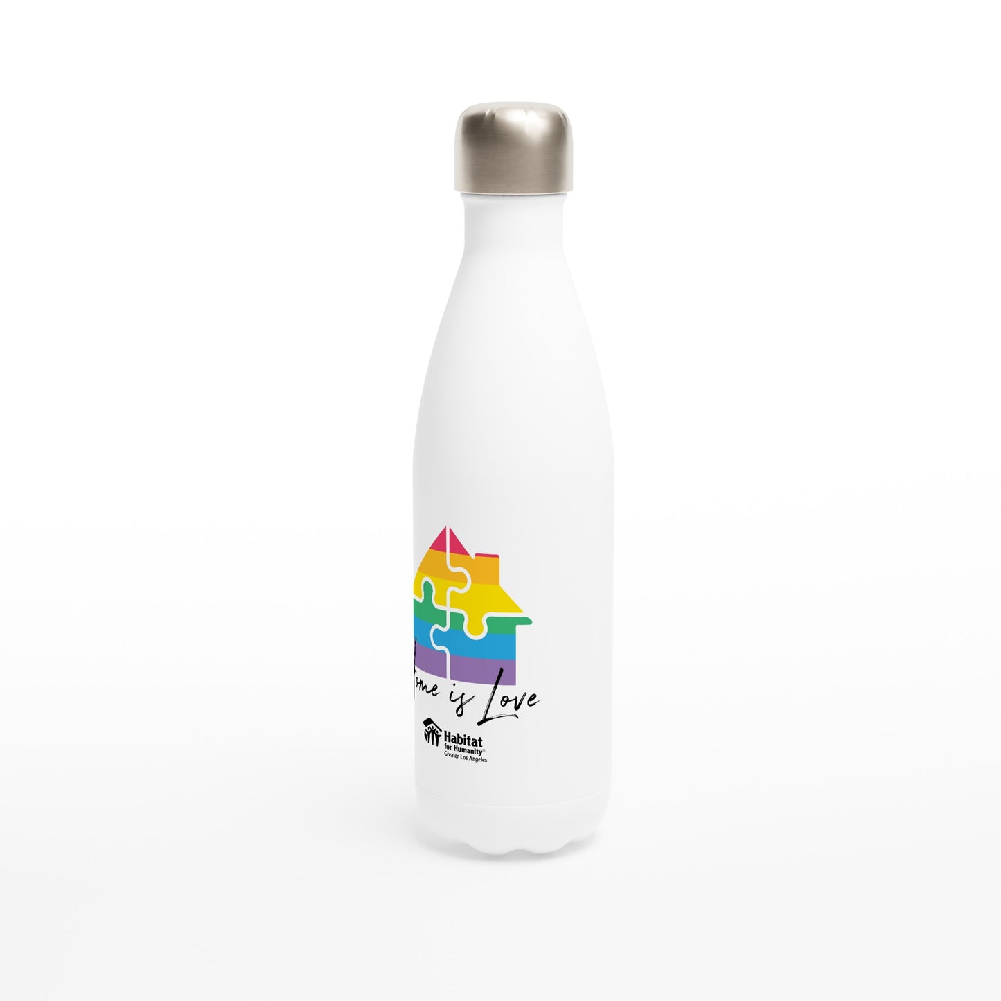 Botella de agua blanca de acero inoxidable "Home Is Love" de 17 oz